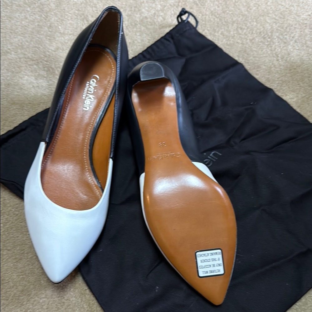 Calvin Klein Black and White Heels Professional Elegance